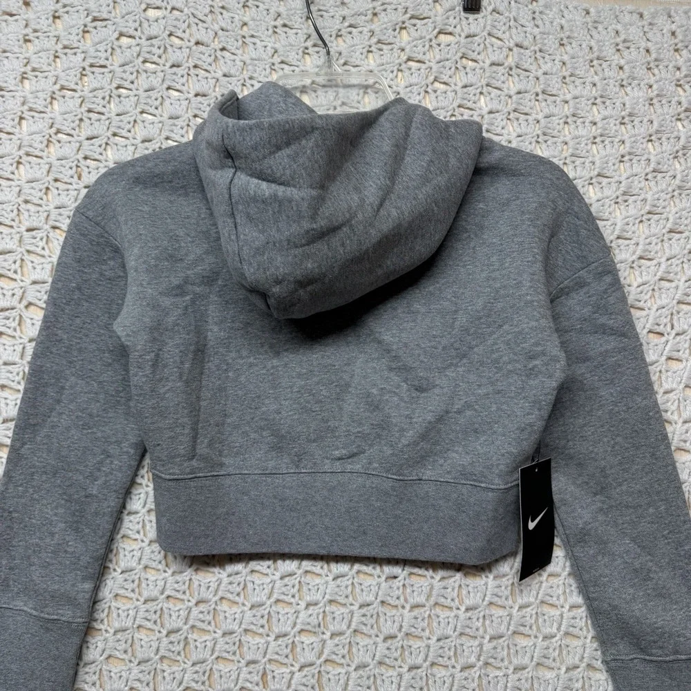 Nike Crop Top Hoodie Sweatshirt Girls‎ Size S Gray Pullover Colorful Logo NWT